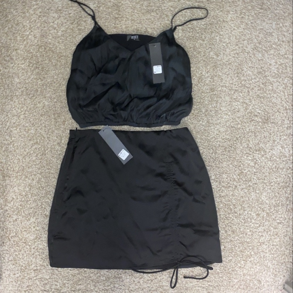 2 piece black silk set